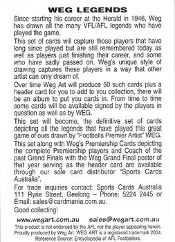 2004 Weg Art Legends Series Three #NNO Legends Series Three Header Card Back
